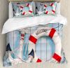 Shabby Duvet Cover Set With Pillow Shams Anchor And Life Buoy Print