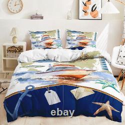 Ship Anchor Boys' Bedding Set 3 PCS Quilt Duvet Cover Dorm Single Double King