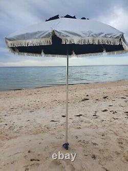 Silver on top & black underneath 2M Sand Anchor Beach Umbrella Outdoor Sun Shade
