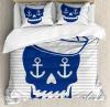 Skull Duvet Cover Set With Pillow Shams Anchor And Captains Hat Print