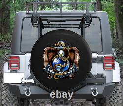 Spare Tire Cover Bald Eagle US Navy Pride with Anchor Wrangler RV