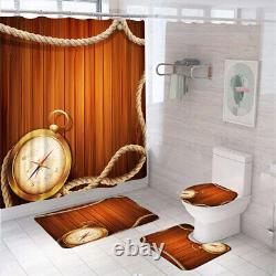 Starfish Anchor Bathroom Shower Curtain Non-Slip Rug Bath Mat Toilet Lid Cover