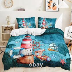 Starfish Pharos Anchor Sailing Ship Lifebuoy Sea Doona Duvet Quilt Cover Bed Set