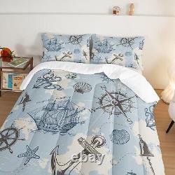 Stylish Nautical Anchor Comforter Set for Kids Full Size with 2 Pillowcases