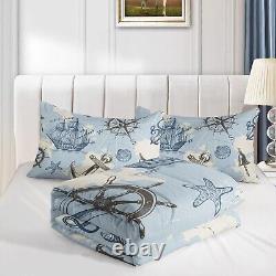 Stylish Nautical Anchor Comforter Set for Kids Full Size with 2 Pillowcases