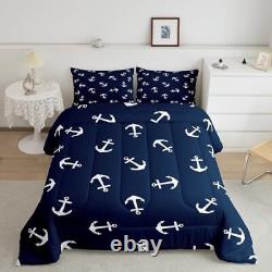 Summer Comforter Set Size, Nautical Bedding Set 3pcs for Kids Queen Anchor