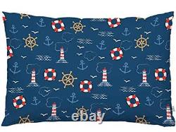 Throw Pillow Cover Nautical Sailing Anchor Helm Lifebuoy 20x30 Inch Multi-a116