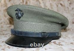 USMC Marine Corps Officer Green Wool Alpha Cover Hat withEGA Eagle Globe & Anchor