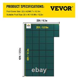 VEVOR 22 x 42 ft Winter Debris Cover Inground Pool Safety Cover With Brass Anchors