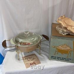 VTG Fire King Casserole Dish withLid and Cradle Warmer Single Candle NOS MCM