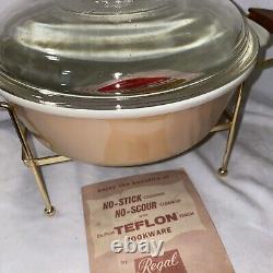 VTG Fire King Casserole Dish withLid and Cradle Warmer Single Candle NOS MCM