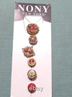 VTG RARE FANCY NONY NEW YORK Lucite Art Deco Goldtone Anchor Button Covers