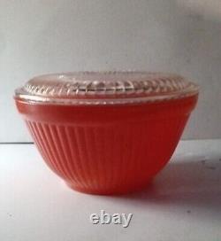 Vintage Anchor Hocking Fire King Orange / Red Dish With Lid