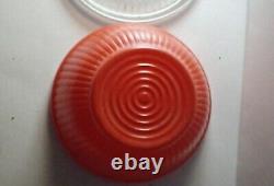 Vintage Anchor Hocking Fire King Orange / Red Dish With Lid