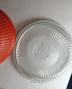 Vintage Anchor Hocking Fire King Orange / Red Dish With Lid