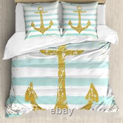 Vintage Duvet Cover Marine Golden Anchor