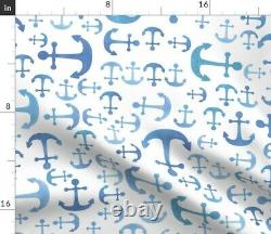 Watercolor Anchors Blue Nautical Nursery Ocean Sateen Duvet Cover by Roostery