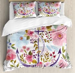 Watercolor Duvet Cover Set Marine Anchor Ivy