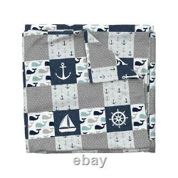 Whale Anchor Whale Patchwork Wholecloth Cheater Sateen Duvet Cover by Roostery