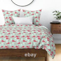 Whale Nautical Preppy Anchor Sailboat Whales Sateen Duvet Cover by Roostery