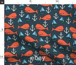 Whale Ocean Nautical Anchor Nursery Sateen Duvet Cover by Roostery