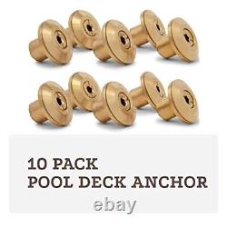 Wood Deck Brass Anchor with Collar for Pool Safety Cover. Universal Replacement