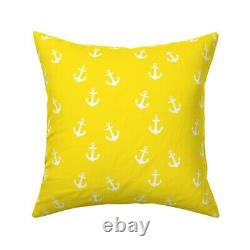 Yellow Anchor Nautical Nursery Throw Pillow Cover w Optional Insert by Roostery