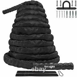 Yes4All Battle Exercise Training Rope with Protective Cover Steel Anchor &
