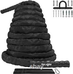 Yes4All Battle Exercise Training Rope with Protective Cover Steel Anchor & Str
