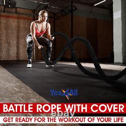 Yes4All Battle Exercise Training Rope with Protective Cover Steel Anchor & Str