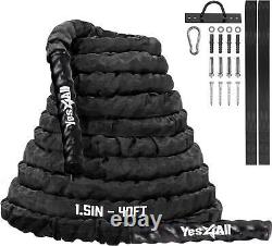 Yes4All Battle Ropes, Workout Rope With Cover, Steel Anchor And Strap Included