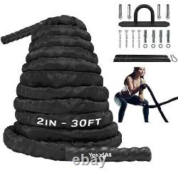 Yes4All Battle Ropes, Workout Rope with Cover, Steel Anchor & Strap Included