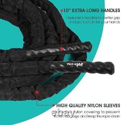 Yes4All Battle Ropes, Workout Rope with Cover, Steel Anchor & Strap Included