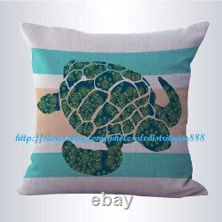 10 pièces de housses de coussin décoratives avec des motifs de baleine, d'ancre et de tortue