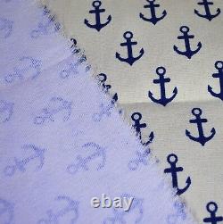 AL266a Housse de coussin / taie d'oreiller sur mesure en toile de coton bleu beige avec motif d'ancre