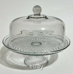 Anchor Hocking Canton Glass Punch Bowl Cake Set Plate Stand Dome Couverture Dual Utilisation