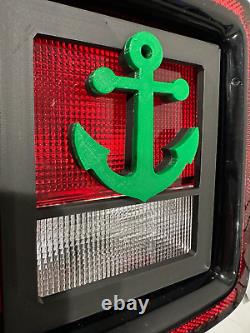 Ancre de bateau en 3D noir avec vert pour les couvercles de feux arrière de Jeep (2019-2024)