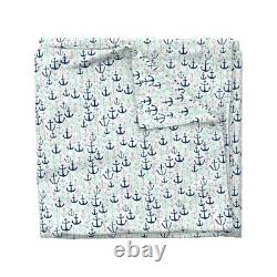 Ancres // Mint Navy And Grey Anchor Summer Sateen Duvet Cover By Roostery
