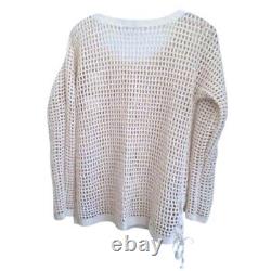 Anthropologie Top à ancrages en filet, taille moyenne 6 8, ivoire 118 $ Pull-over couvre NWT