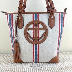 Brighton Anchor Bay Capitaine Tote en Cuir et Toile Rayée Nautique