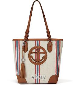 Brighton Capitaine Tote 3D Ancre Baie Nautique Cuir & Toile $375 PDSF NEUF