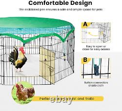 Cage pour poules en métal pliable à 8 panneaux pour extérieur, enclos pour canards dans le jardin