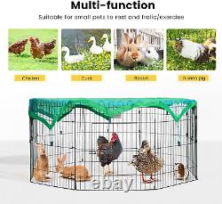 Cage pour poules en métal pliable à 8 panneaux pour extérieur, enclos pour canards dans le jardin