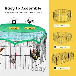 Cage pour poules en métal pliable à 8 panneaux pour extérieur, enclos pour canards dans le jardin