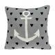 Coussin D'accent Nautique Gris Carré Décontracté Avec Ancre