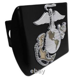 Couvercle d'attelage en métal noir Marines Premium Gold Eagle Globe & Anchor