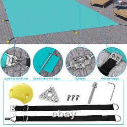 Couverture de sécurité pour piscine enterrée résistante avec outils d'ancrage Turquoise