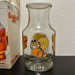 Ensemble de 5 pièces en verre Vintage 1978 Anchor Hocking Garfield avec 4 verres et un pichet à jus d'orange