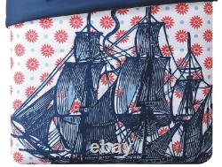 Ensemble de confort Queen Thomas Paul Nautique 3 pièces avec bateau rouge et bleu Cape Cod côtier