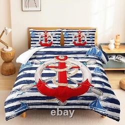 Ensemble de couette CVHOUSE Ocean Anchor Queen Size, Ensemble de literie côtière Anchor pour